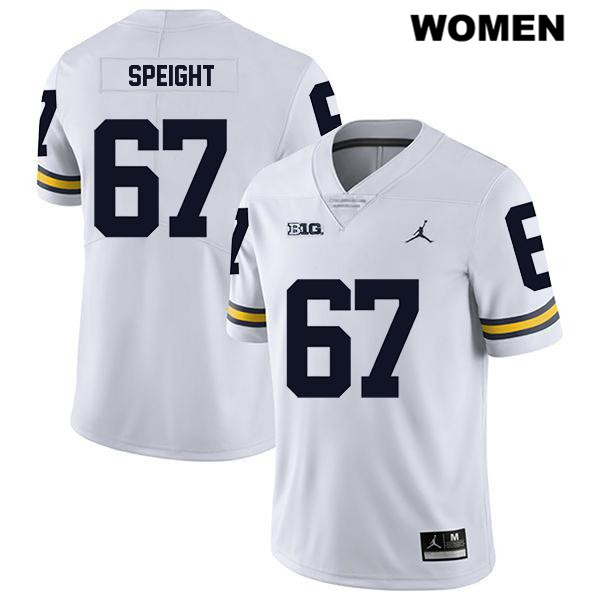 Women's NCAA Michigan Wolverines Jess Speight #67 White Jordan Brand Authentic Stitched Legend Football College Jersey PZ25L44WQ